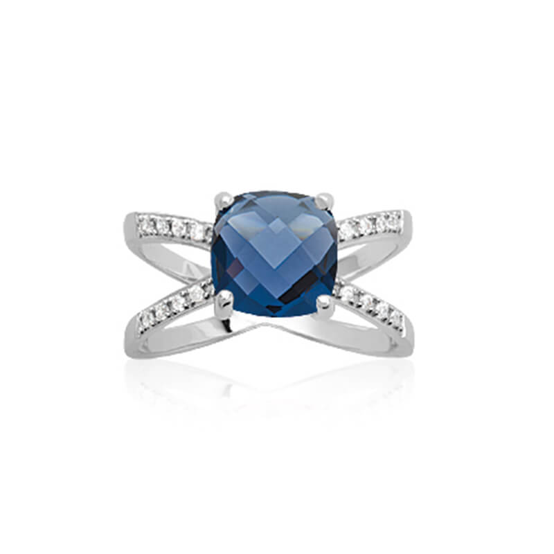 Bague Galaxie en argent et cristal bleu saphir Bague Galaxie en argent et cristal bleu saphir